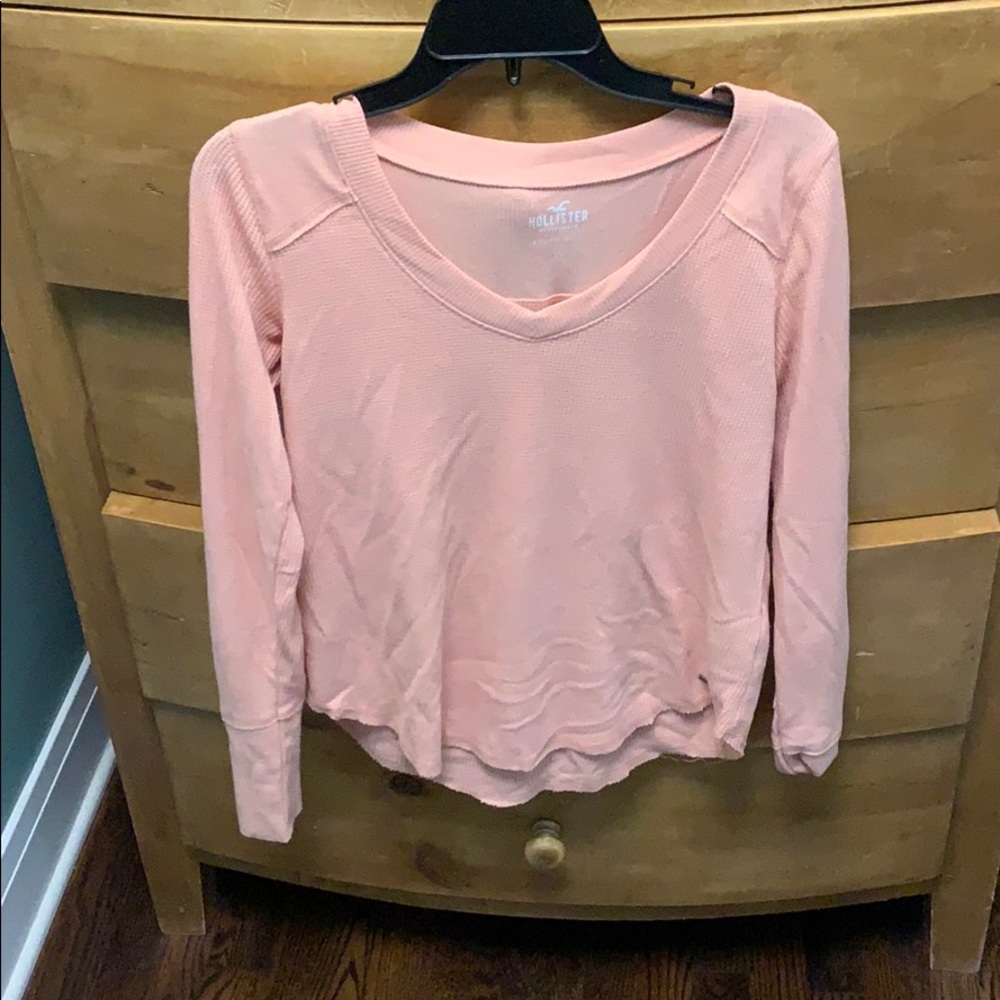 pink/coral long sleeve v-neck